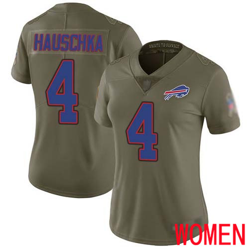 Women Buffalo Bills #4 Stephen Hauschka Limited Olive 2017 Salute to Service NFL Jersey->women nfl jersey->Women Jersey